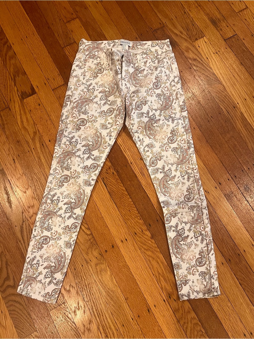 Forever 21 Paisley Print Low Rise Stretch Skinny Jeans Size 24